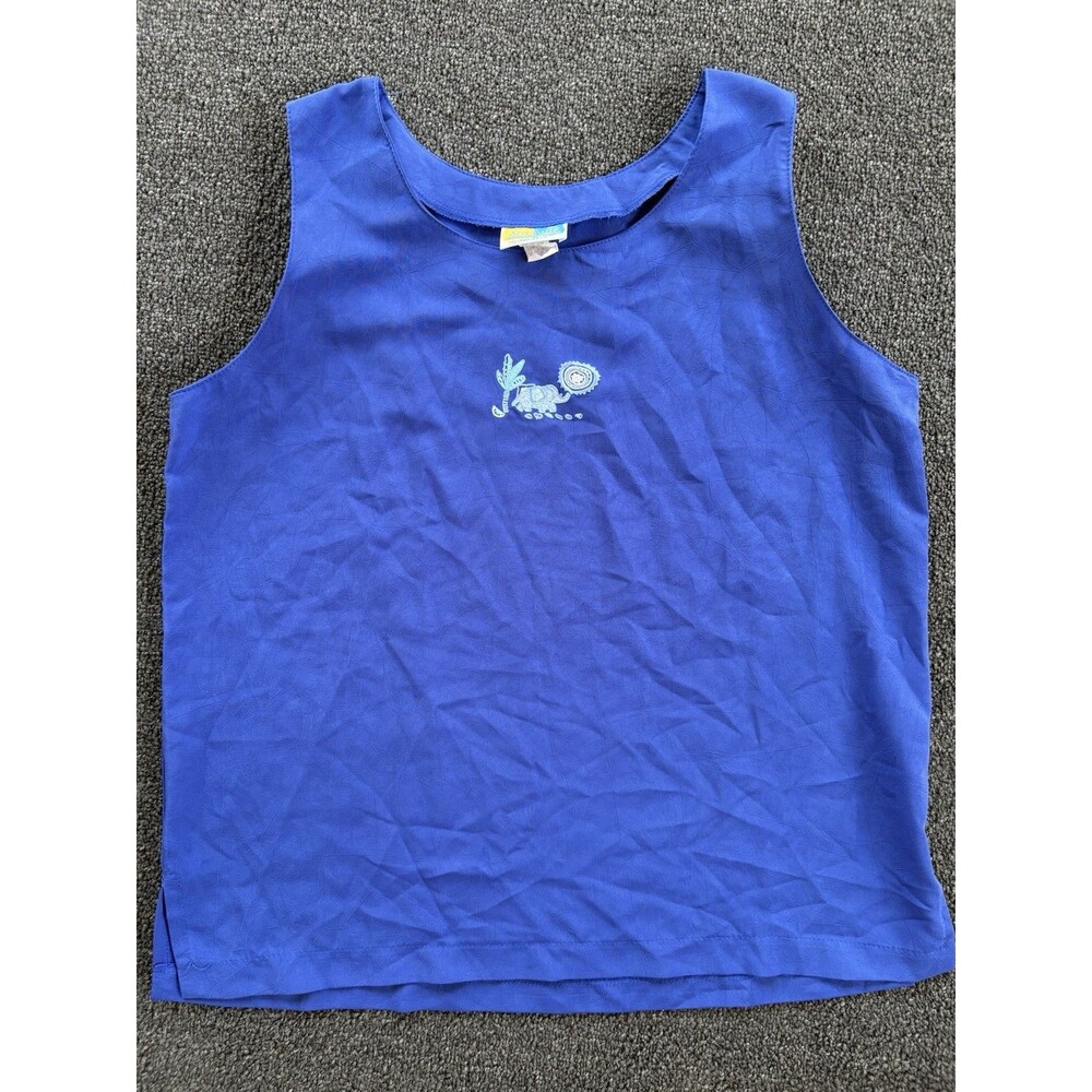 Vintage Seasuns Blue Embroidered Top‎ Women's Size L Made In USA